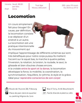Du mouvement pour tous les goûts.

Locomotion: pour apprendre à utiliser son corps dans toutes ses potentialités.

Tai chi: pour mieux maîtriser son corps et les énergies.

Zumba: pour se dépenser et se laisser aller. 

Franchement, il y a l'embarras du choix.

Toi, c'est quoi ton préféré?

#sport #mouvement #santé #zumba #locomotion #taichi #cours #courscollectifs #groupclasses #fitness #fribourg